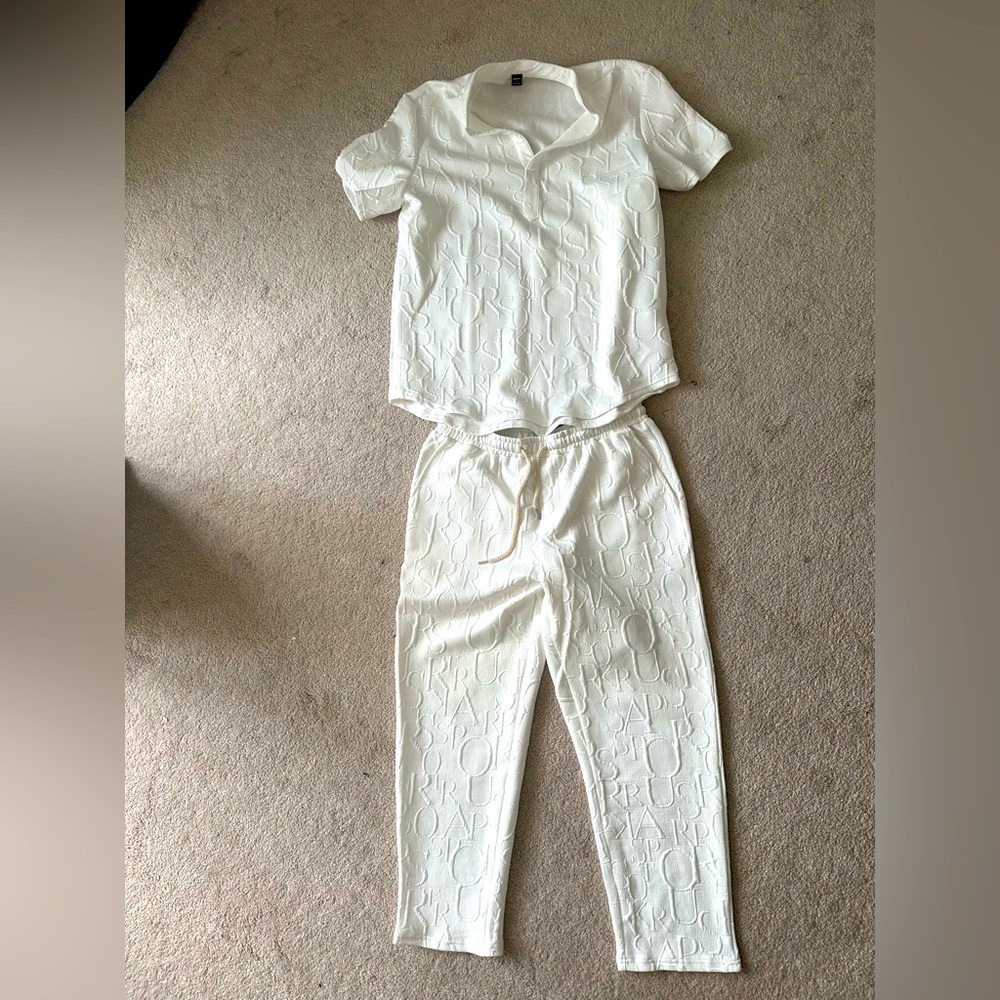 New Mens White Co Ord Set Summer